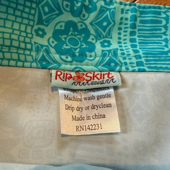 Rip Skirt Hawaii Women’s Size S Floral Paia Beach Glass Turquoise Wrap Skirt - Picture 4 of 10